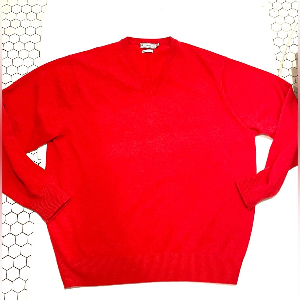 PETER MILLER Men’s V Neck Luxe Cashmere XL Sweater Raspberry